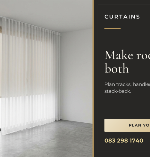 Roller blinds within a window recess and sheer curtains on a separate ceiling track in front.